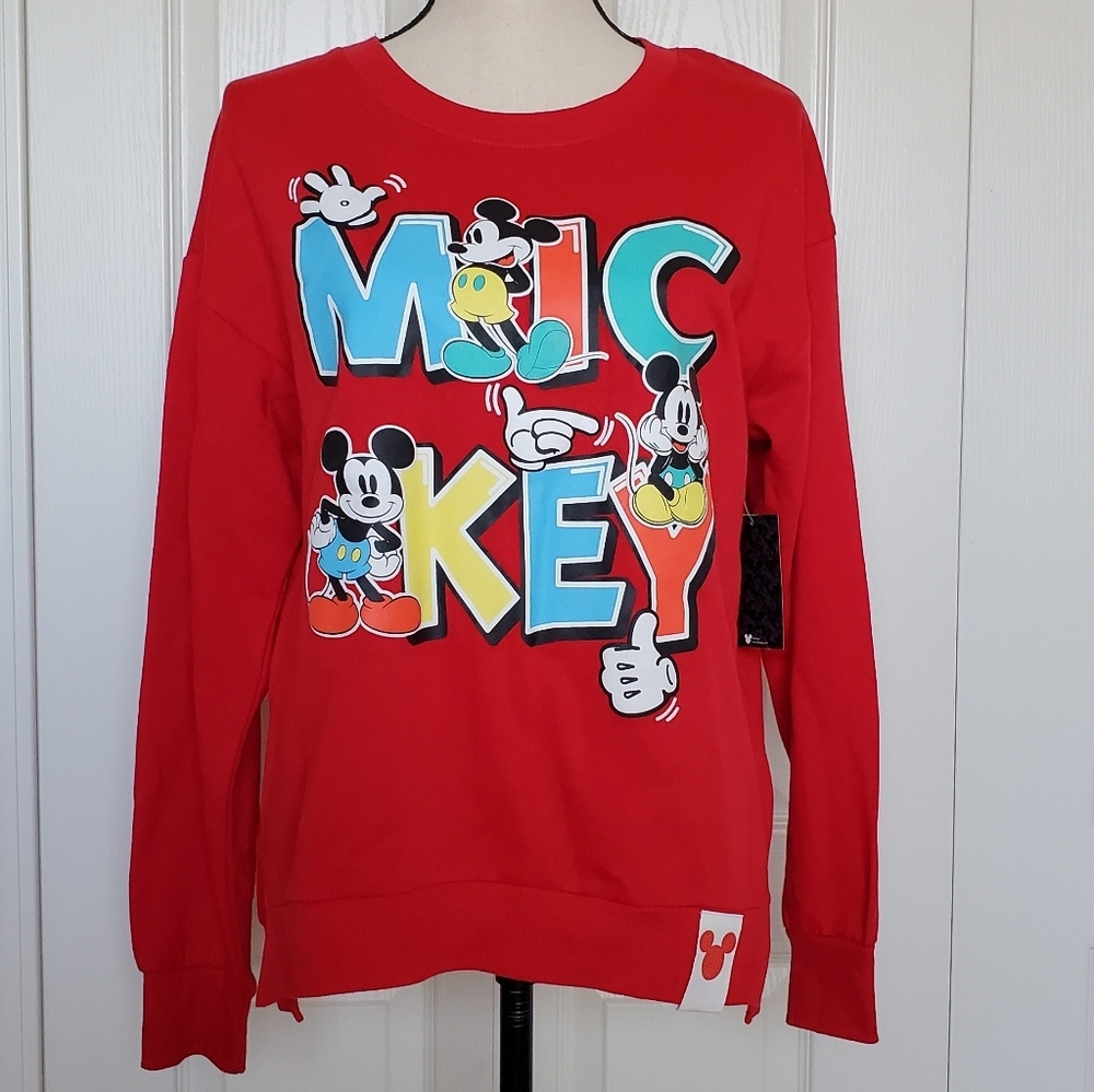 New Junior's Disney Mickey Mouse Red Sweatshirt Sizes Med. and XXL - Picture 2 of 9